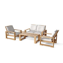 Aesthetic 7-Piece Love Seat Set in Teak, Creates a Graceful Alcove For You, Your Friends, & Your Family.