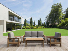 Teak 6-Piece Sofa Set Masterfully Crafted, A Fusion of Comfort & Aesthetics, Turns Your Patio Into "Staycation" Oasis.