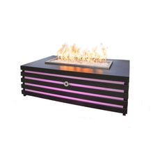 48" Rectangular Amina Fire Pit - Powder Coated Metal - Black - Match Lit - Natural Gas