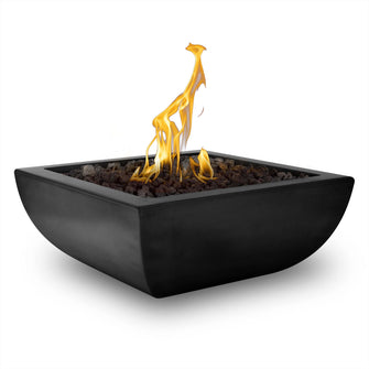 24" Square Avalon Fire Bowl - GFRC Concrete - Ash - Match Lit - Natural Gas