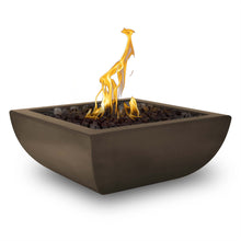 24" Square Avalon Fire Bowl - GFRC Concrete - Ash - Match Lit - Natural Gas