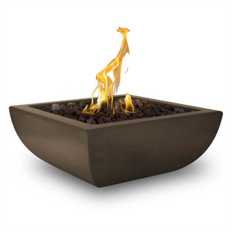 24" Square Avalon Fire Bowl - GFRC Concrete - Ash - Match Lit - Natural Gas