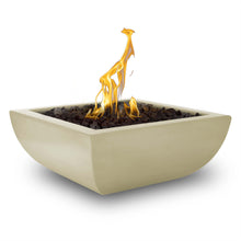 24" Square Avalon Fire Bowl - GFRC Concrete - Ash - Match Lit - Natural Gas
