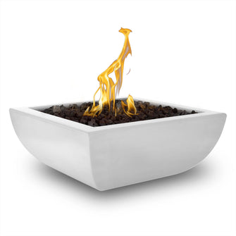 24" Square Avalon Fire Bowl - GFRC Concrete - Ash - Match Lit - Natural Gas