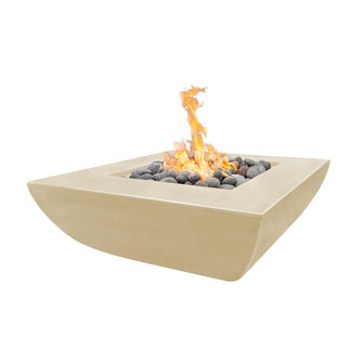 42" Square Avalon Fire Pit - GFRC Concrete - Ash - Match Lit - Natural Gas