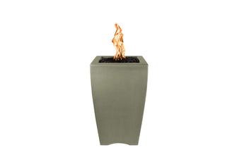 20" Square Baston Fire Pillar - GFRC Concrete - Ash - Match Lit - Natural Gas