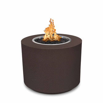 30" Round Beverly Fire Pit - Powder Coated Metal - Black - Match Lit - Natural Gas