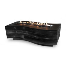 60" Rectangular Big Sur Fire Pit - Wood Grain GFRC Concrete - Ebony - Match Lit - Natural Gas