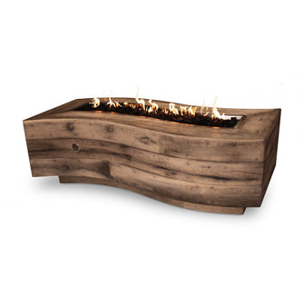 60" Rectangular Big Sur Fire Pit - Wood Grain GFRC Concrete - Ebony - Match Lit - Natural Gas