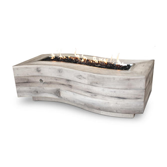 60" Rectangular Big Sur Fire Pit - Wood Grain GFRC Concrete - Ebony - Match Lit - Natural Gas