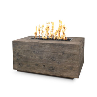 48" Rectangular Catalina Fire Pit - Wood Grain GFRC Concrete - Ebony - Match Lit - Natural Gas