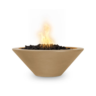 24" Round Cazo Fire Bowl - GFRC Concrete - Ash - Match Lit - Natural Gas
