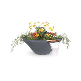 24" Round Cazo Planter & Water Bowl - GFRC Concrete - Ash -