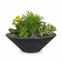 24" Round Cazo Planter Bowl - Wood Grain GFRC Concrete - Ebony -