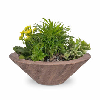 24" Round Cazo Planter Bowl - Wood Grain GFRC Concrete - Ebony -