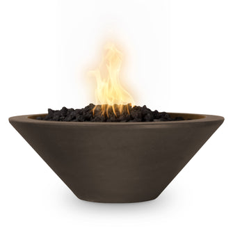 24" Round Cazo Fire Bowl - GFRC Concrete - Ash - Match Lit - Natural Gas