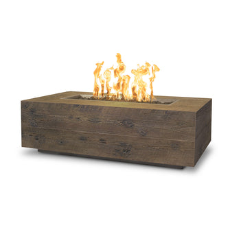 48" Rectangular Coronado Fire Pit - Wood Grain GFRC Concrete - Ebony - Match Lit - Natural Gas