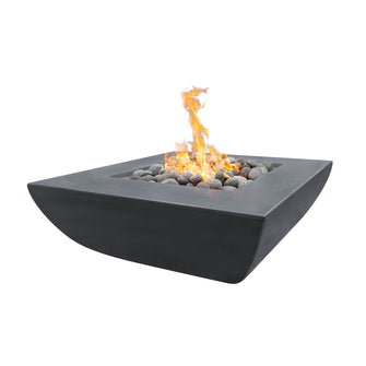 42" Square Avalon Fire Pit - GFRC Concrete - Ash - Match Lit - Natural Gas