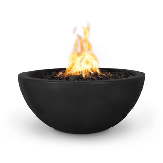 30" Round Luna Fire Bowl - GFRC Concrete - Ash - Match Lit - Natural Gas