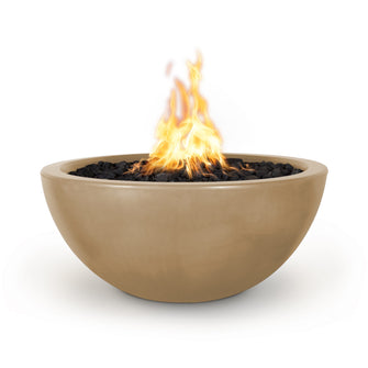 30" Round Luna Fire Bowl - GFRC Concrete - Ash - Match Lit - Natural Gas