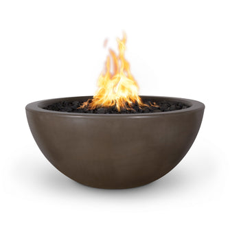 30" Round Luna Fire Bowl - GFRC Concrete - Ash - Match Lit - Natural Gas
