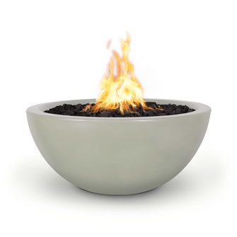 30" Round Luna Fire Bowl - GFRC Concrete - Ash - Match Lit - Natural Gas