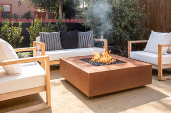 36" Square Quad Fire Pit - Copper - Match Lit - Natural Gas