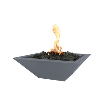 Square Maya Fire Bowl - GFRC Concrete - Ash - Match Lit - Natural Gas
