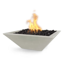 Square Maya Fire Bowl - GFRC Concrete - Ash - Match Lit - Natural Gas