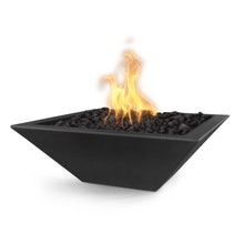 Square Maya Fire Bowl - GFRC Concrete - Ash - Match Lit - Natural Gas