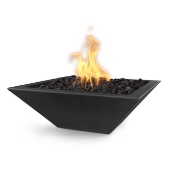 Square Maya Fire Bowl - GFRC Concrete - Ash - Match Lit - Natural Gas