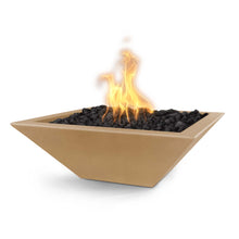 Square Maya Fire Bowl - GFRC Concrete - Ash - Match Lit - Natural Gas