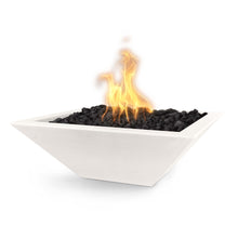 Square Maya Fire Bowl - GFRC Concrete - Ash - Match Lit - Natural Gas