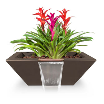 24" Square Maya Planter & Water Bowl - GFRC Concrete - Ash -