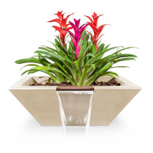 24" Square Maya Planter & Water Bowl - GFRC Concrete - Ash -
