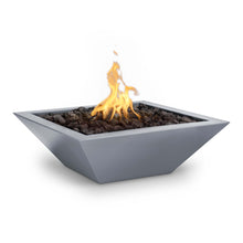 24" Square Maya Fire Bowl - Powder Coated Metal - Black - Match Lit - Natural Gas