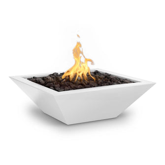 24" Square Maya Fire Bowl - Powder Coated Metal - Black - Match Lit - Natural Gas