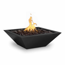 24" Square Maya Fire Bowl - Powder Coated Metal - Black - Match Lit - Natural Gas