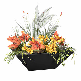 24" Square Maya Planter Bowl - Powder Coated Metal - Black -