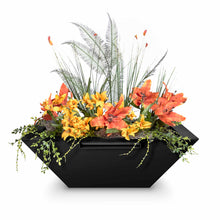 24" Square Maya Planter & Water Bowl - Powder Coated Metal - Black -