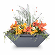 24" Square Maya Planter & Water Bowl - Powder Coated Metal - Black -