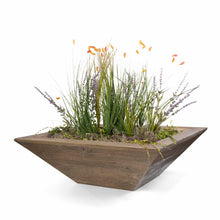 24" Square Maya Planter Bowl - Wood Grain GFRC Concrete - Ebony -