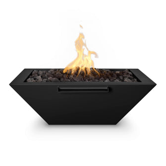 48" Rectangular Linear Maya Fire Bowl - Powder Coated Metal - Black - Match Lit - Natural Gas