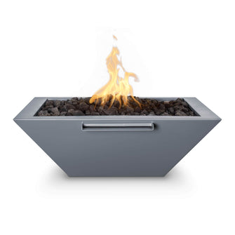 48" Rectangular Linear Maya Fire Bowl - Powder Coated Metal - Black - Match Lit - Natural Gas