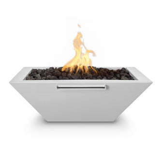 48" Rectangular Linear Maya Fire Bowl - Powder Coated Metal - Black - Match Lit - Natural Gas