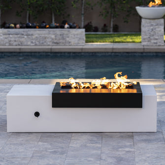 48" Rectangular Moonstone Fire Pit - Powder Coated Metal - Match Lit - Natural Gas