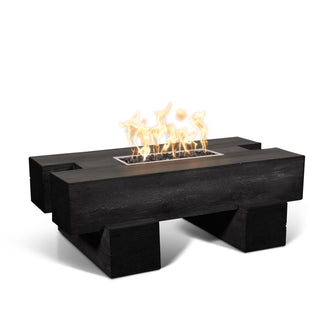 48" Rectangular Palo Fire Pit - Wood Grain GFRC Concrete - Ebony - Match Lit - Natural Gas