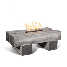 48" Rectangular Plymouth Fire Pit - Wood Grain GFRC Concrete - Ebony - Match Lit - Natural Gas