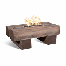 48" Rectangular Palo Fire Pit - Wood Grain GFRC Concrete - Ebony - Match Lit - Natural Gas