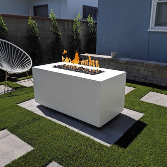 48" Rectangular Pismo Fire Pit - GFRC Concrete - Ash - Match Lit - Natural Gas
